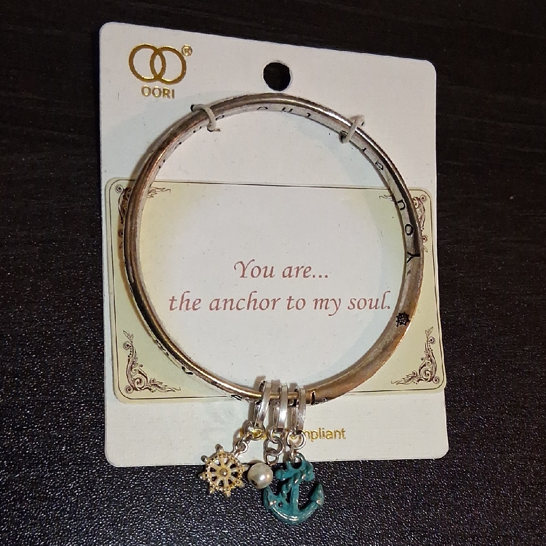 Nautical Charm Bracelet In Silver And Teal